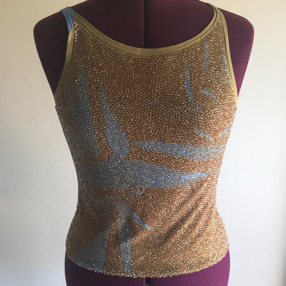 Glitter gold and blue top